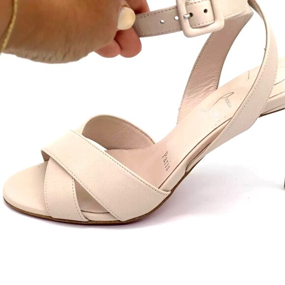 Christian Louboutin MARIZA 85 Criss Cross Ankle Strap Sandals Heels Shoes - Picture 7 of 16